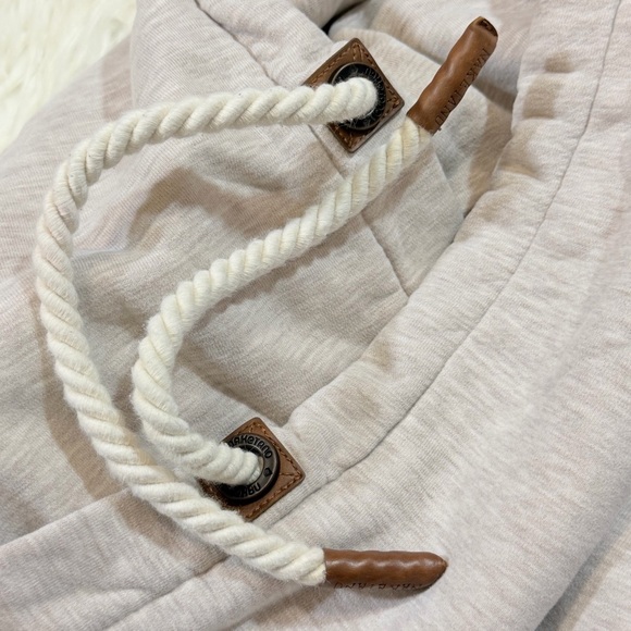 Naketano "Brave New World" Pullover Hoodie Heather Gray & Purple/Maroon Sleeves - Picture 13 of 14